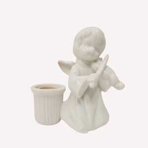 Vtg Lenox Christmas Musician Angel Candleholder